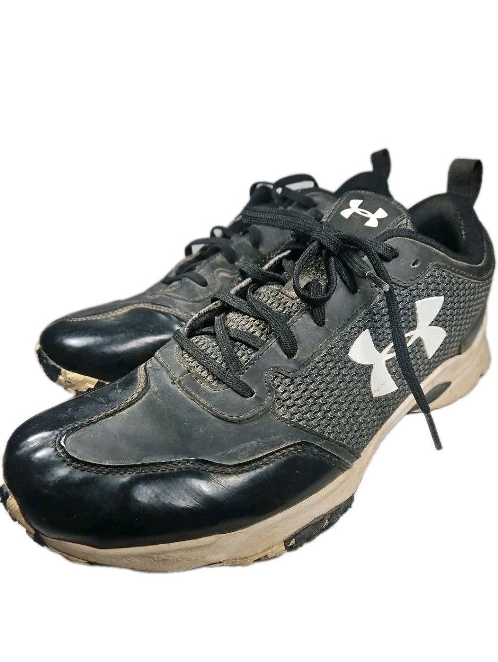 Under Armour Men Sz13 Black/White Rubber Turf Trainer Athletic Traction Y2K[6E